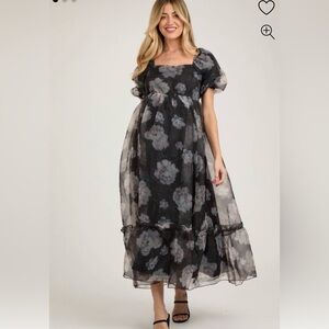 🖤 Black Organza Pink Blush Maternity Dress 🖤